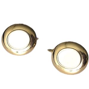 Vintage Tiny Dainty Gold Cream Clip-on Earrings Costume Jewelry